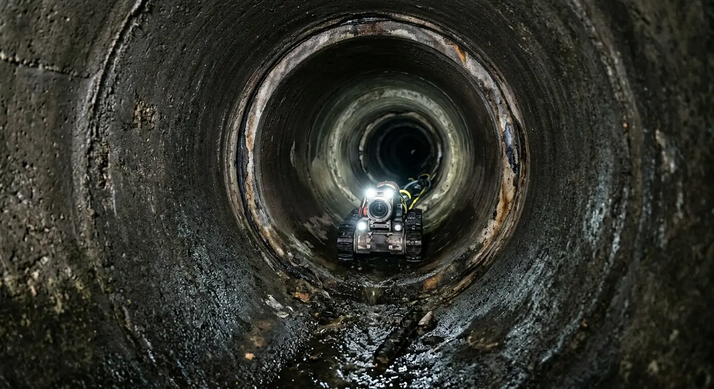 Robotic sewer camera inspecting pipe interior for Sewer Line Repair in Winston
