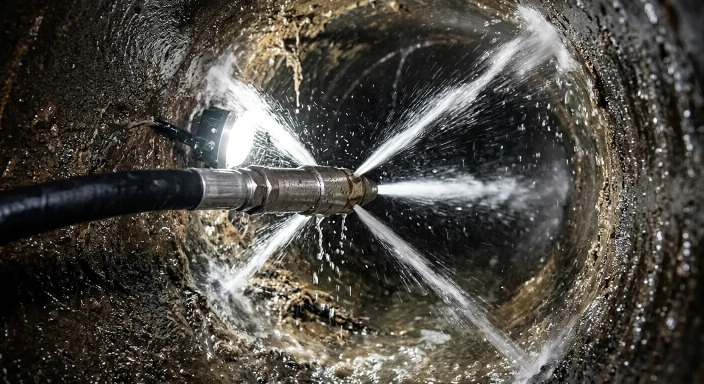 High-pressure hydro jetting nozzle cleaning sewer pipe for Storm Drain Cleaning in Winston